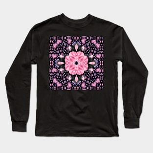 Crystal Hearts and Flowers Valentines Kaleidoscope pattern (Seamless) 28 Long Sleeve T-Shirt